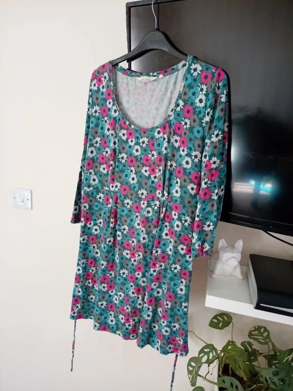 Seasalt Cornwall Ladies size 12 seasalt Cornwall turquoise Floral long tunic dress top
