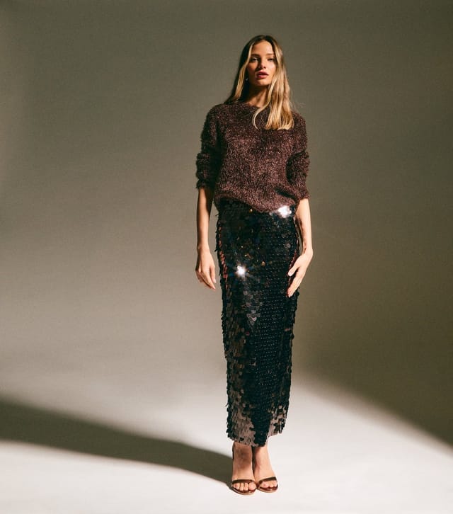 New Look Women's Brown Sparkle Knit Crew Neck Jumper New Look - 3