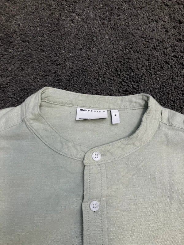 ASOS ASOS Design Slim Oxford Shirt Grandad Collar Mint Green M Medium 135067546 RRP £20