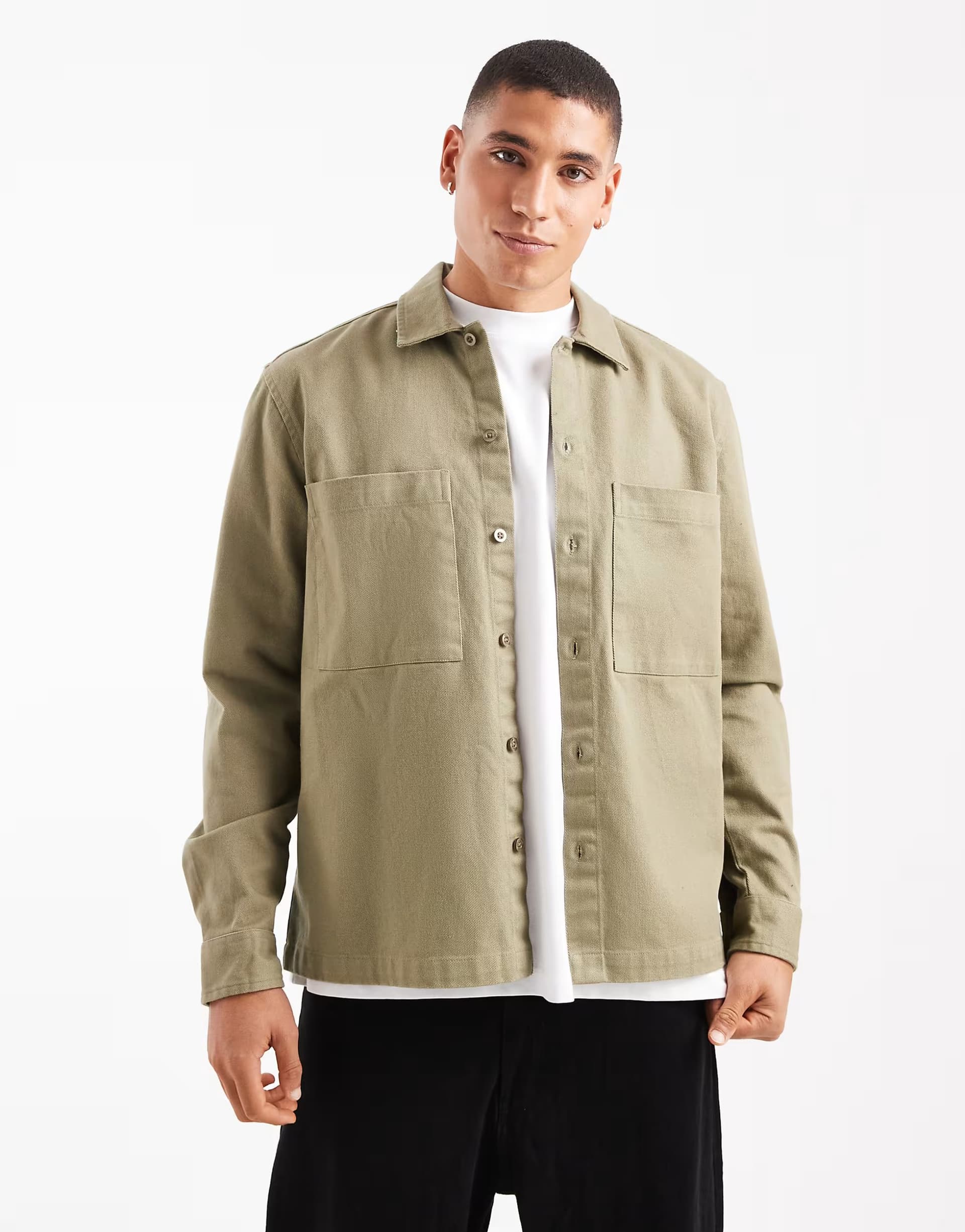ASOS New Look heavyweight twill overshirt in light khaki