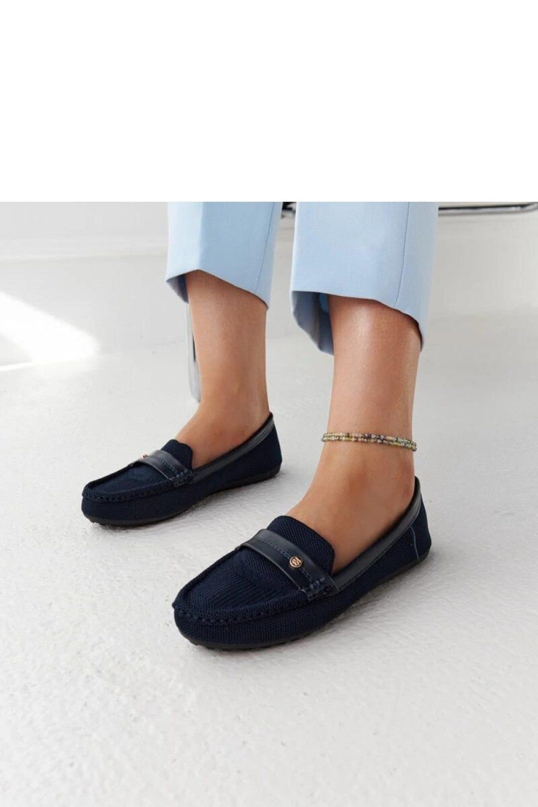Love Lace Love Lace Women's Moccasin Slip On Fabric Loafers with Almond Toe Flat Sole in Blue