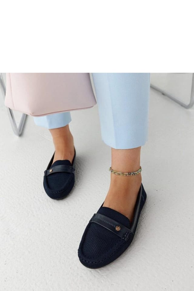Love Lace Love Lace Women's Moccasin Slip On Fabric Loafers with Almond Toe Flat Sole in Blue - 3