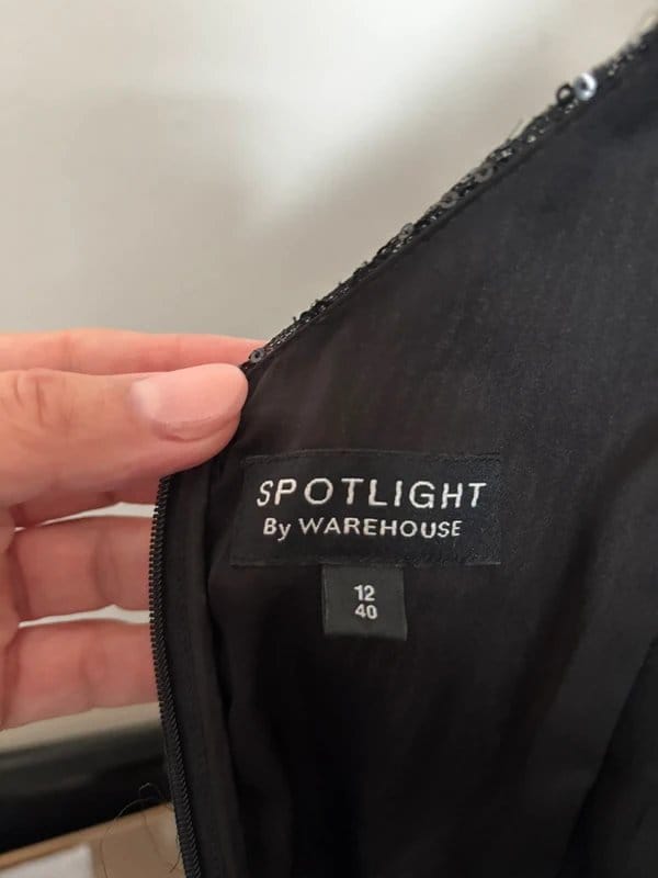 Warehouse Black Sequin Twist Front Dress, Size 12