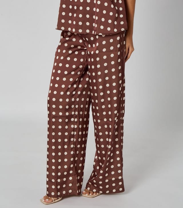 Urban Bliss Women's Mid Brown Satin Polka Dot Trousers Urban Bliss New Look - 2