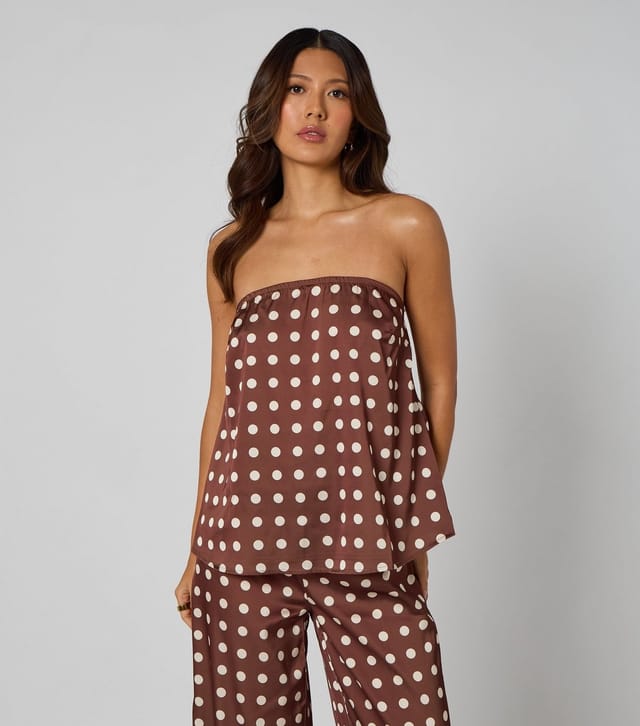 Urban Bliss Women's Mid Brown Satin Polka Dot Trousers Urban Bliss New Look - 3