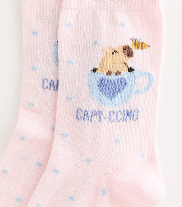 New Look Pink Cotton Rich Capy-Ccino Ankle Socks New Look - 2