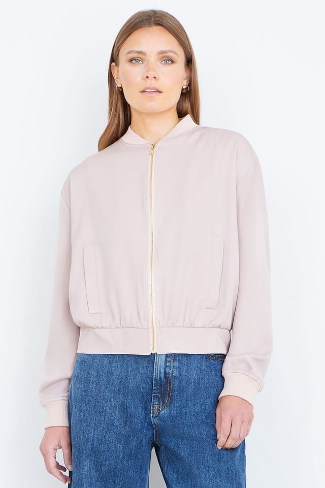 Yumi Yumi Women's Stone Relaxed Lightweight Bomber Jacket - 3