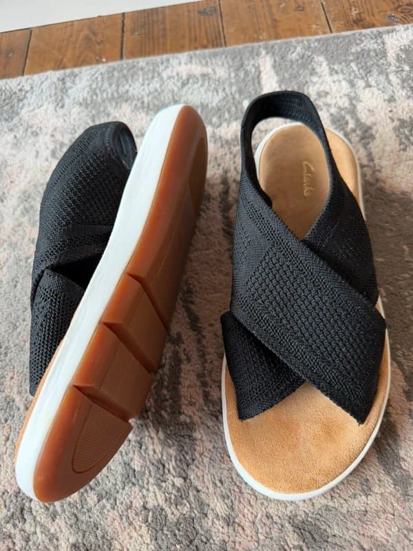 Clarks Black clarks slip on sandals size 5d