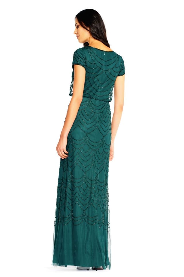 Adrianna Papell Adrianna Papell Women's Blouson Beaded Gwn in Dark Green - 3