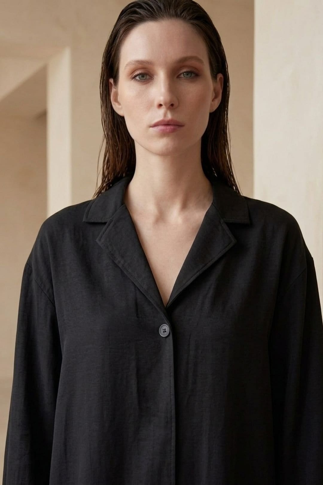 MyFashion MyFashion Women's Cotton Poplin Shirt & Shorts Set in Black - 4