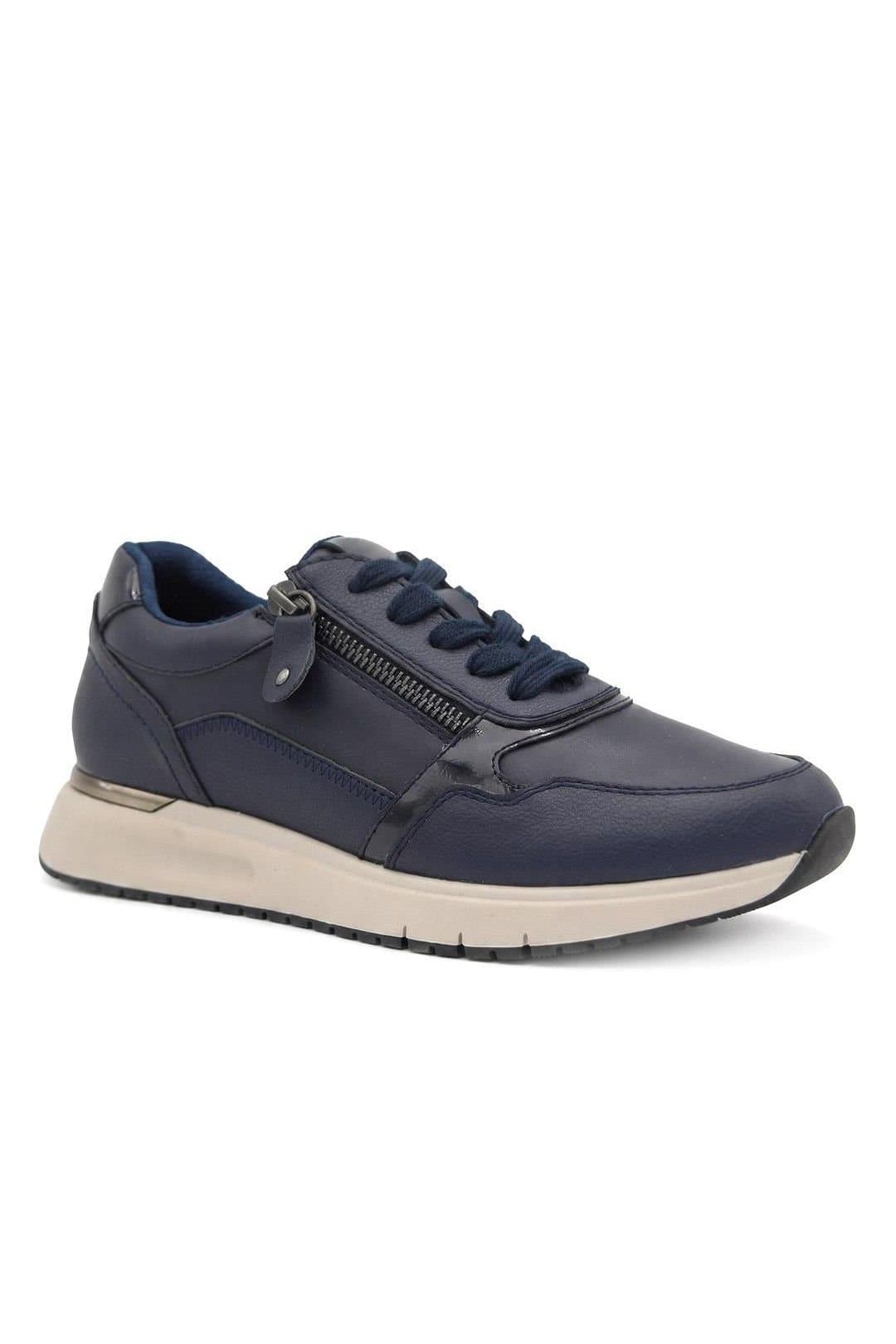 Pavers Pavers Women's Lightweight Zip & Lace Fasten Trainers in Navy