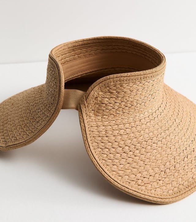 New Look Tan Oversized Braided Straw Visor Hat New Look - 3