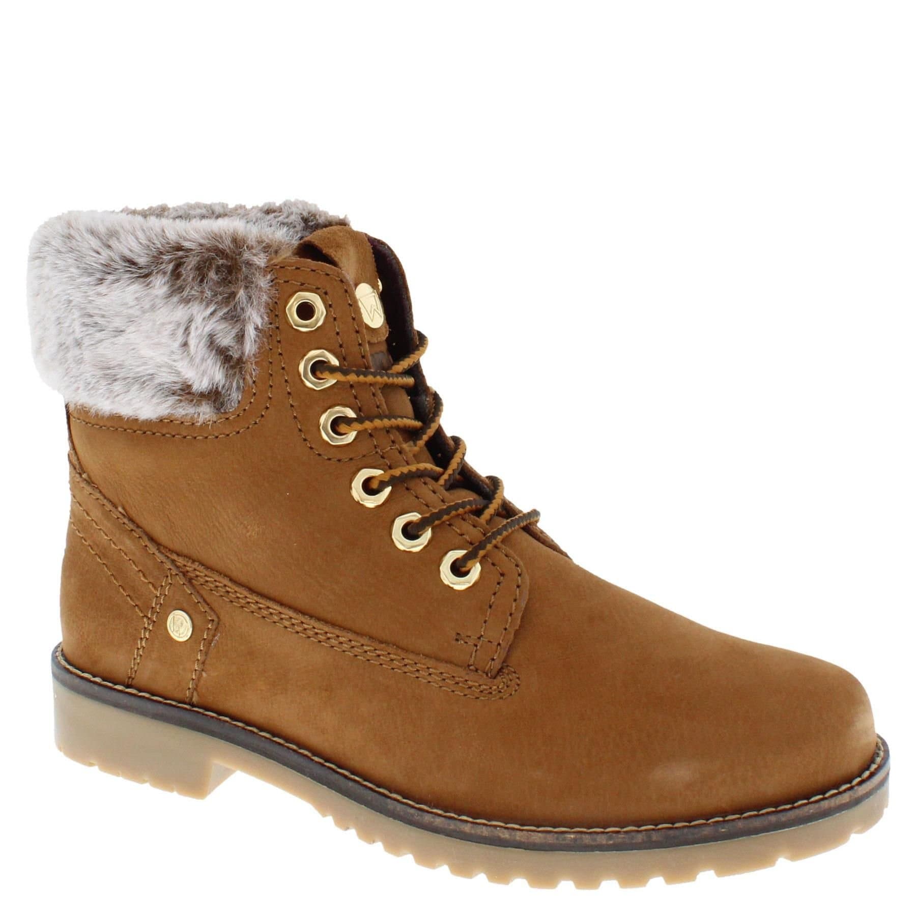 Wrangler Wrangler Women's Alaska Faux Fur Trim Lace Up Ankle Boots in Brown