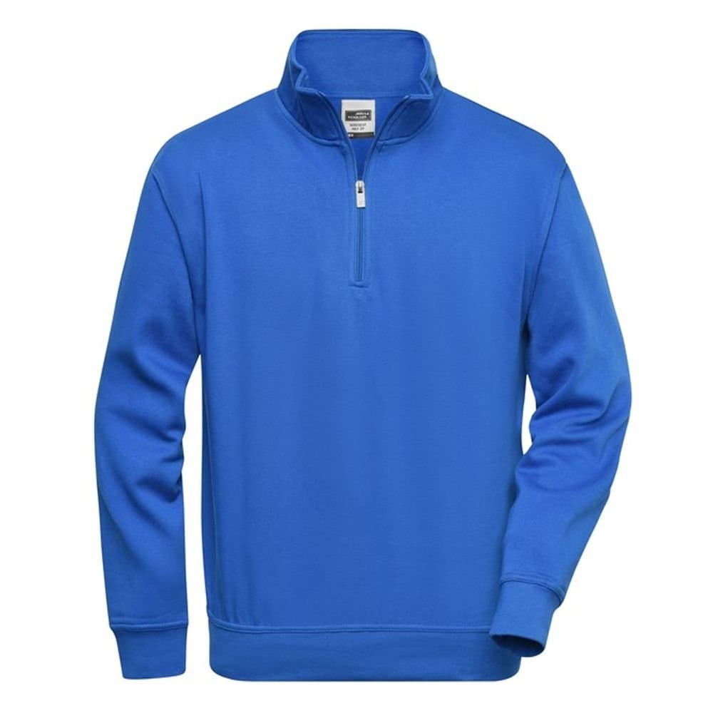 James and Nicholson James and Nicholson Men's Workwear Quarter Zip Sweatshirt in Blue