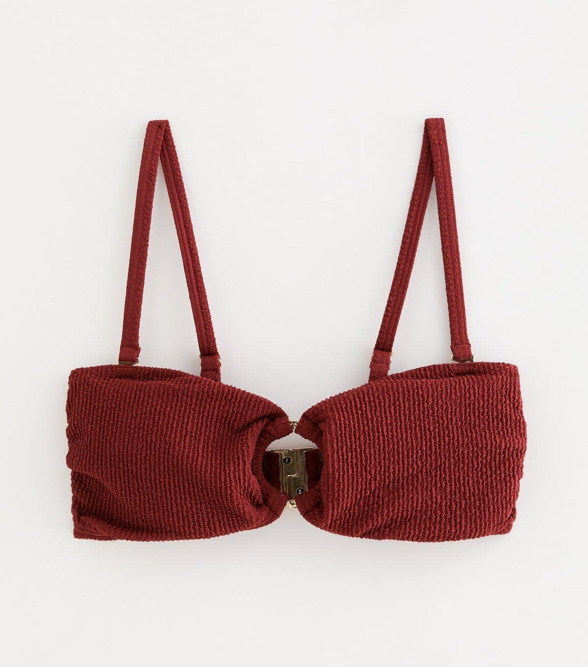 New Look Women's Rust Crinkle O-Ring Bandeau Bikini Top New Look