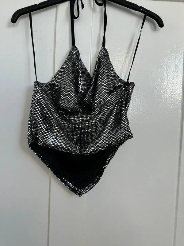 New Look New look sparkly cowl halter neck top size 10