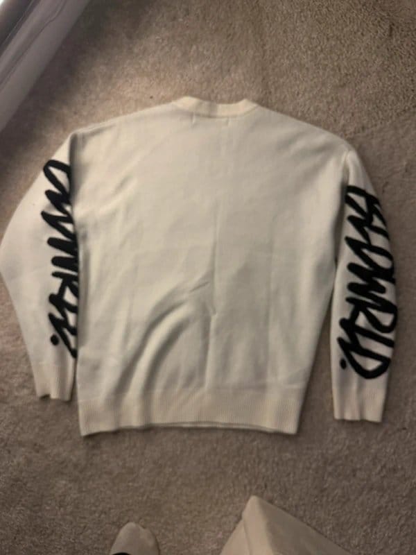 Bershka White Knit Sweater With Yin-Yang Design
