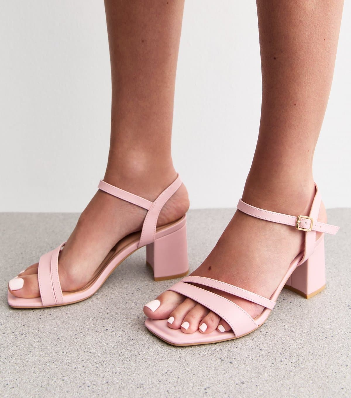 New Look New Look Pink Faux Leather Block Heel Sandals