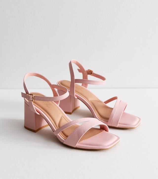 New Look Women's Wide Fit Pink Faux Leather Block Heel Sandals Vegan New Look - 2