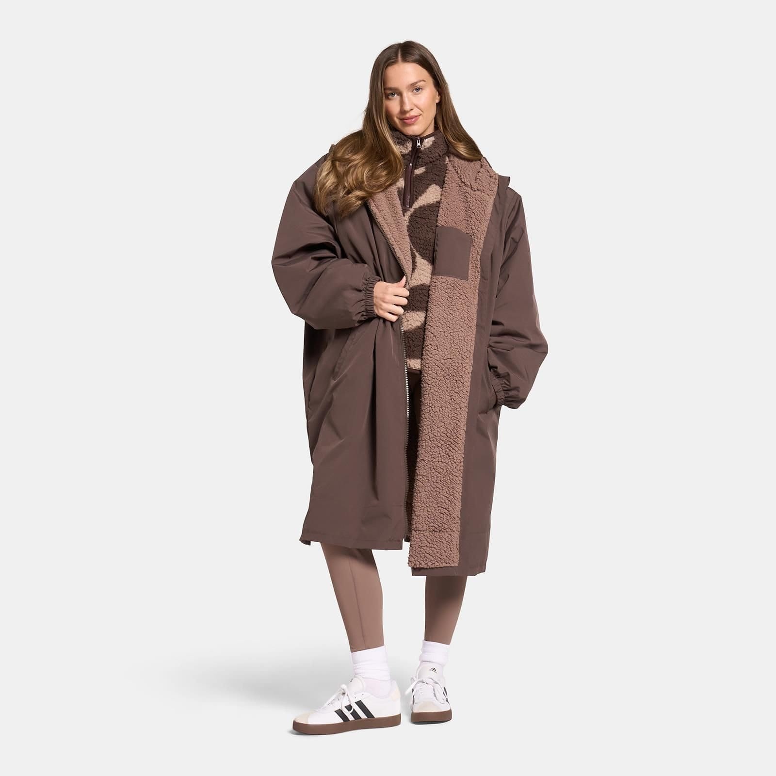 OHS Women's Brown Fleece Changing Robe & Half-Zip Teddy Set