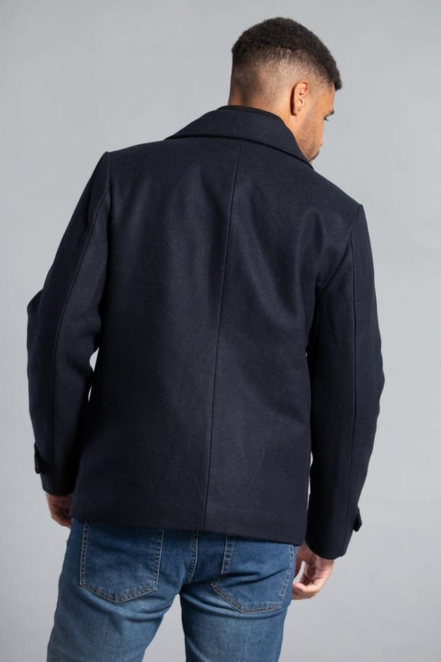 Tokyo Laundry Tokyo Laundry Men's Faux Wool Coat with Inside Funnel Neck in Navy - 2