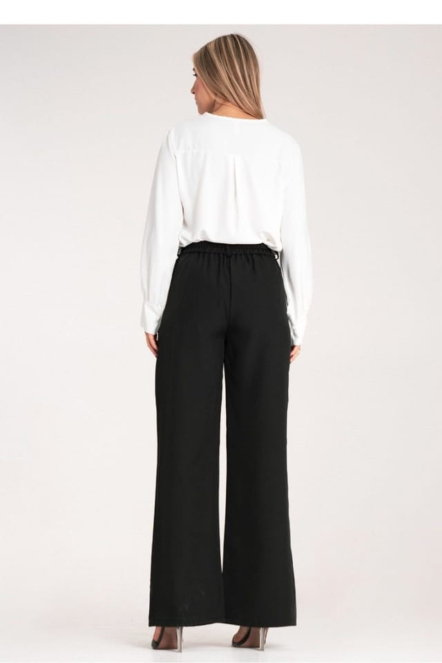 Love Lace Love Lace Women's Elegant High Waisted Straight Trousers with Pockets Style 214933 in Black - 3
