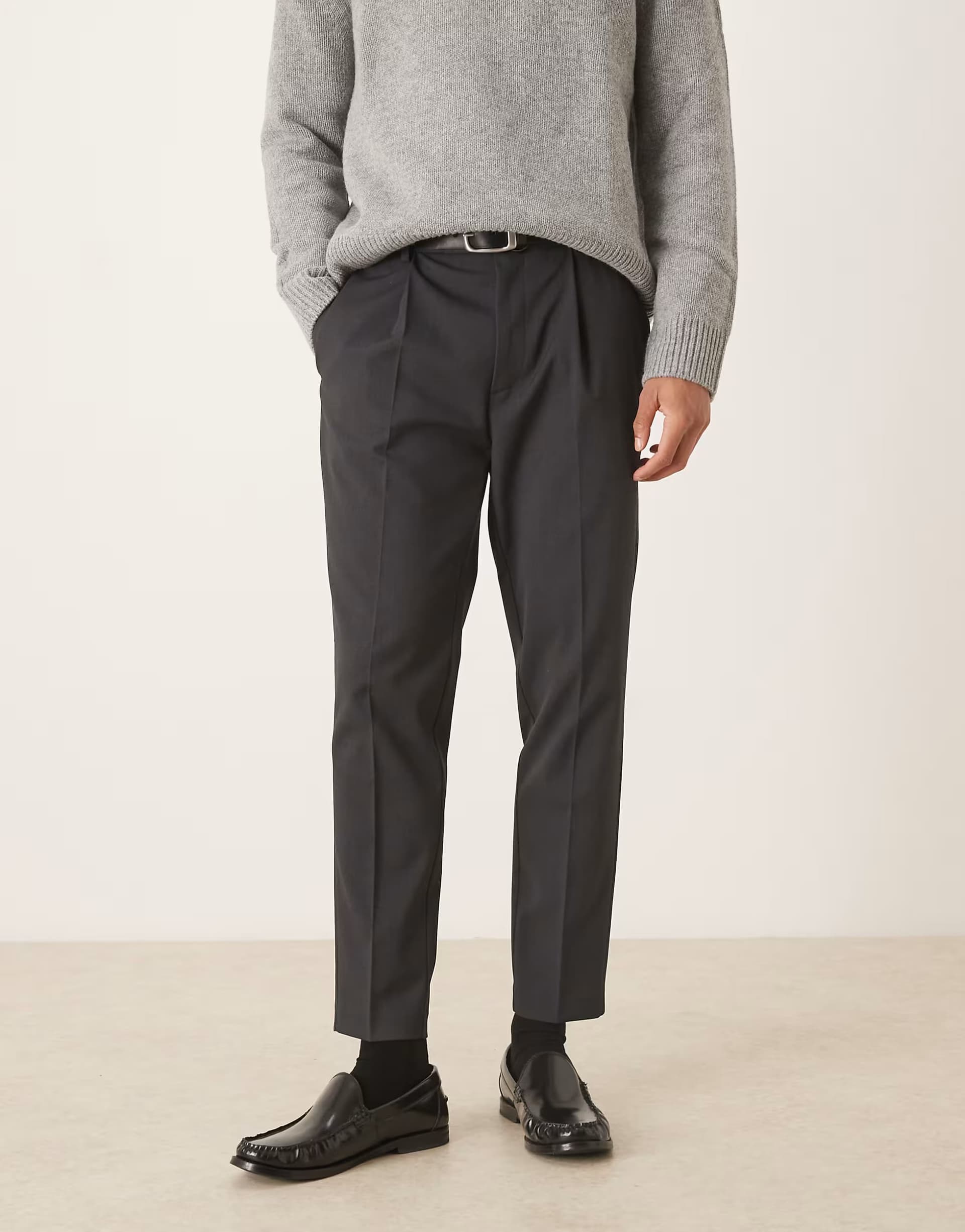 ASOS ASOS DESIGN smart tapered chino trousers in charcoal