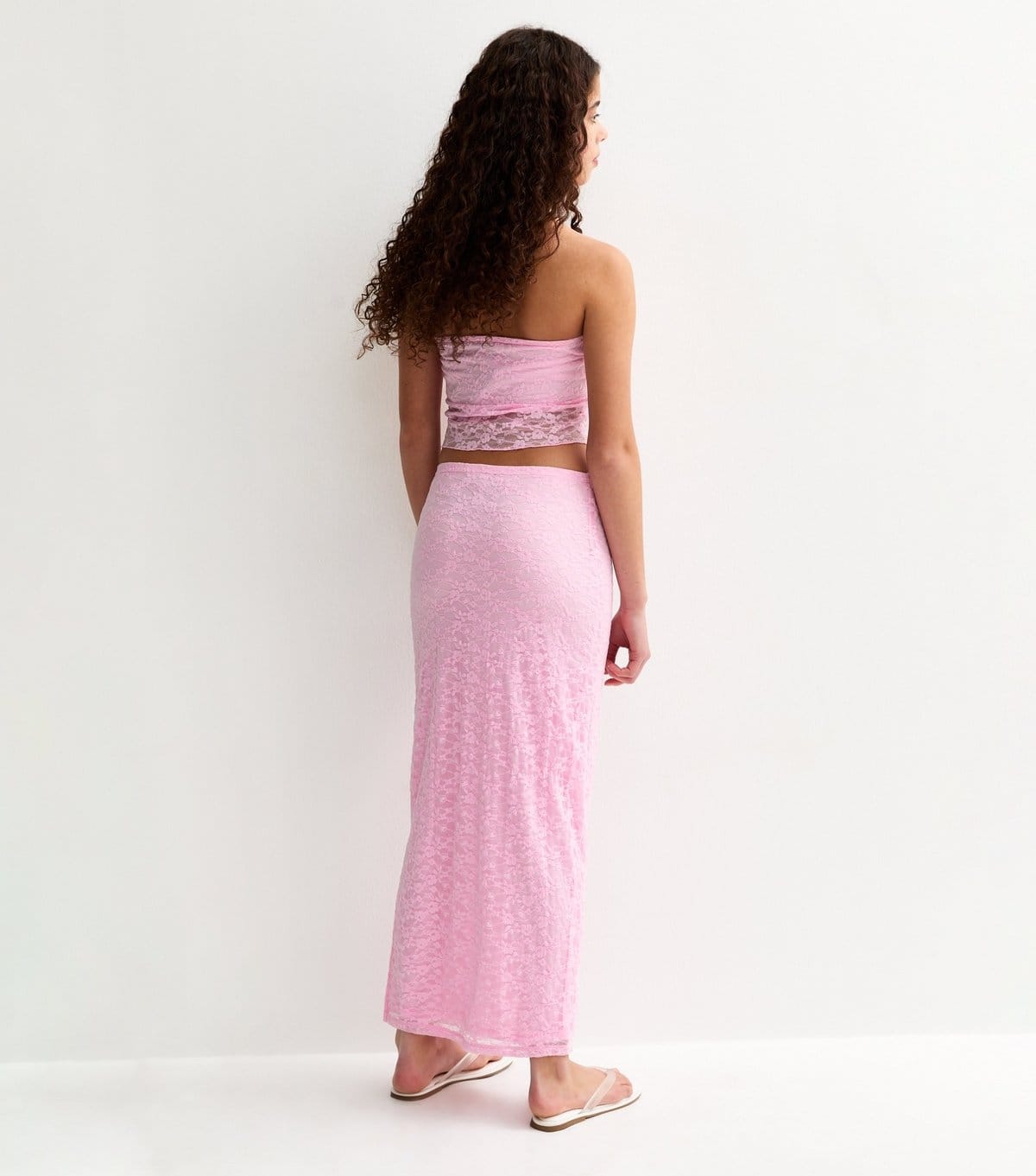 New Look Girls' Light Pink Maxi Lace Fitted Skirt New Look - 4