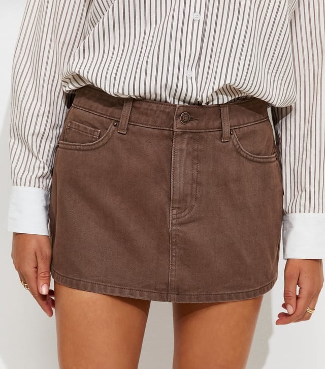 New Look Women's Brown Cotton Micro Denim Skort New Look - 2