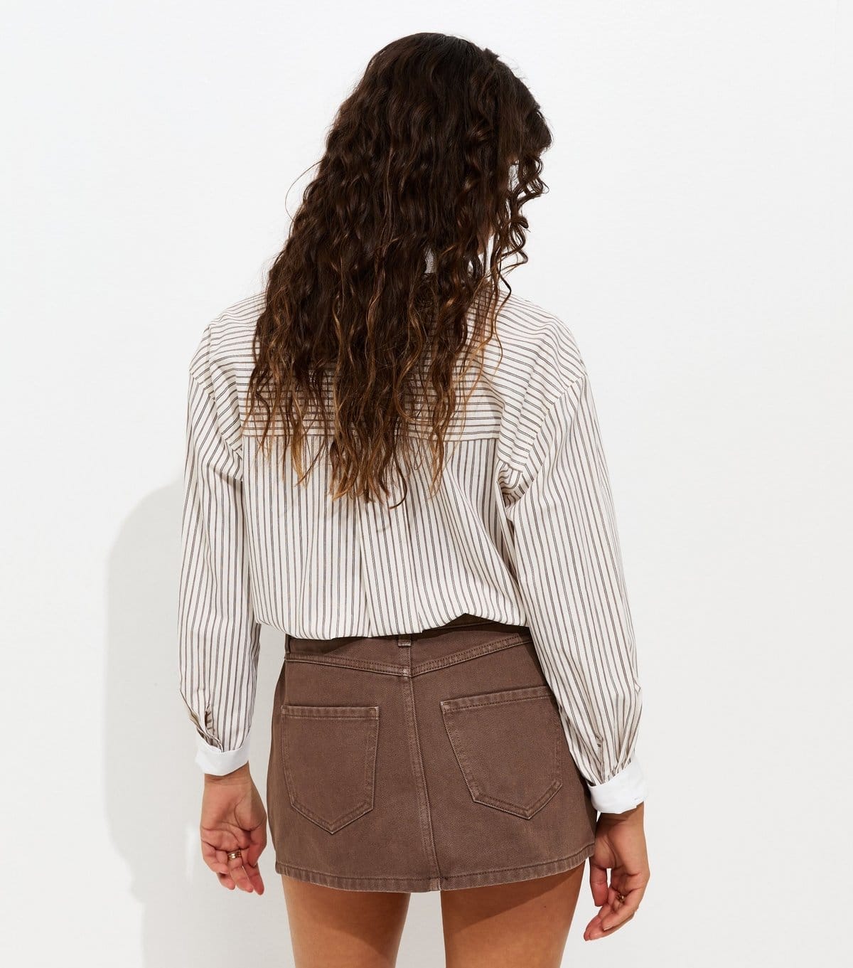 New Look Women's Brown Cotton Micro Denim Skort New Look - 4