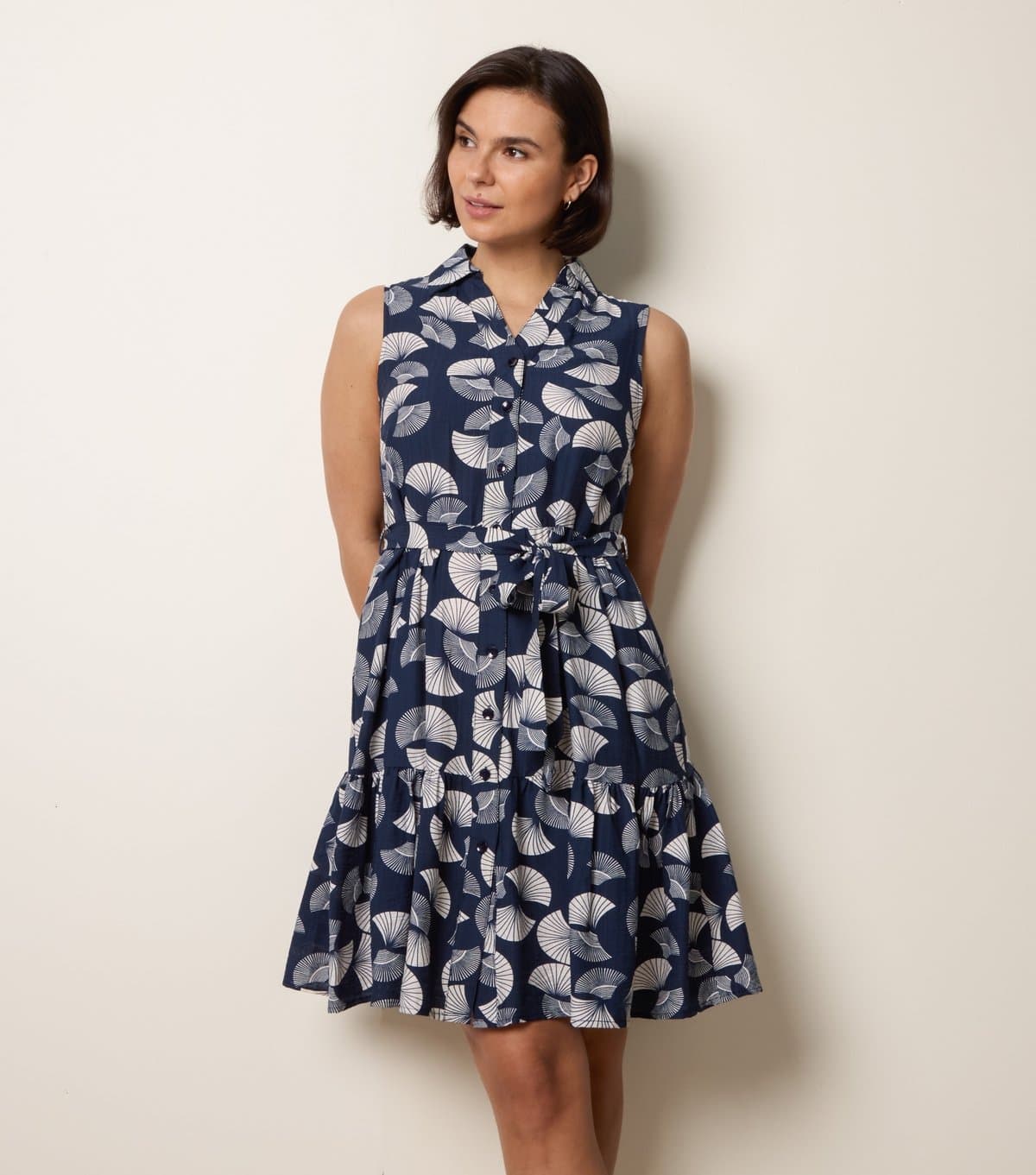 Blue Vanilla Women's Navy Sleeveless Shirt Dress Blue Vanilla New Look
