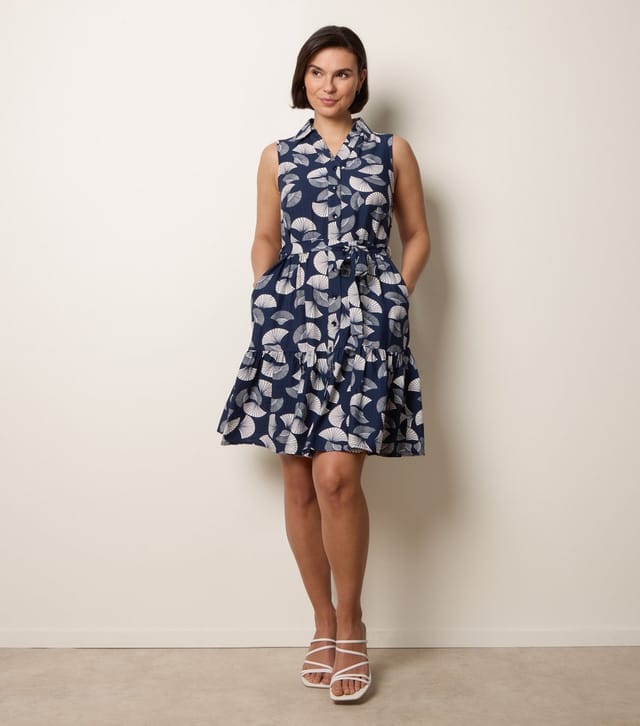 Blue Vanilla Women's Navy Sleeveless Shirt Dress Blue Vanilla New Look - 2