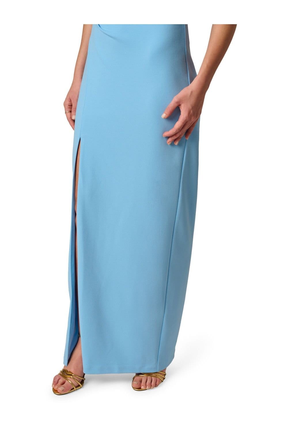Adrianna Papell Adrianna Papell Women's One Shoulder Crepe Gown in Blue - 4