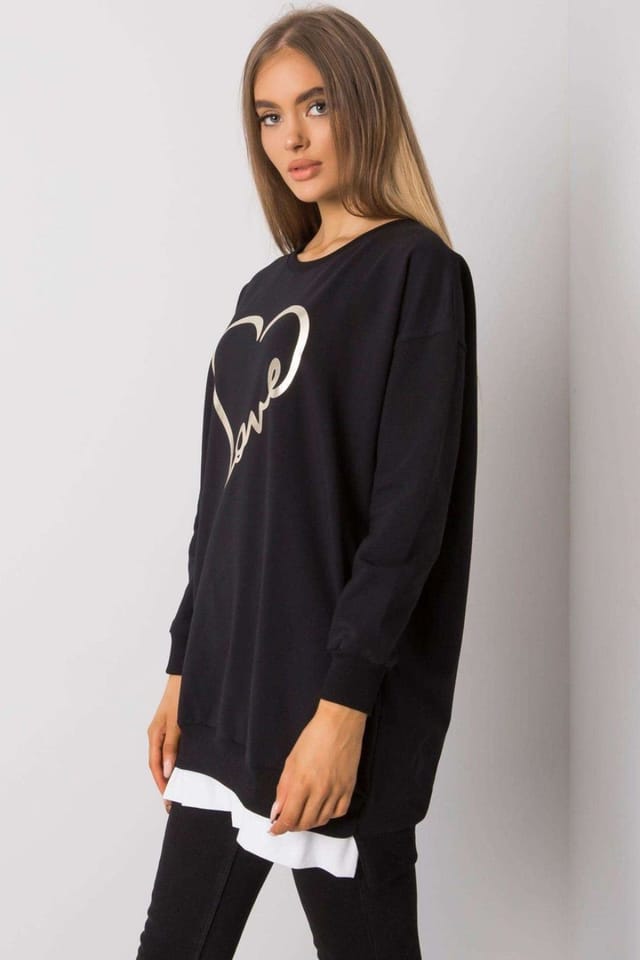 Love Lace Love Lace Women's Loose Fit Long Sleeve Tunic with Print in Black - 2