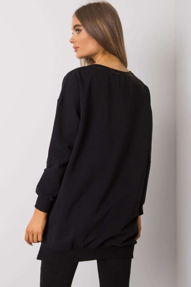 Love Lace Love Lace Women's Loose Fit Long Sleeve Tunic with Print in Black - 3