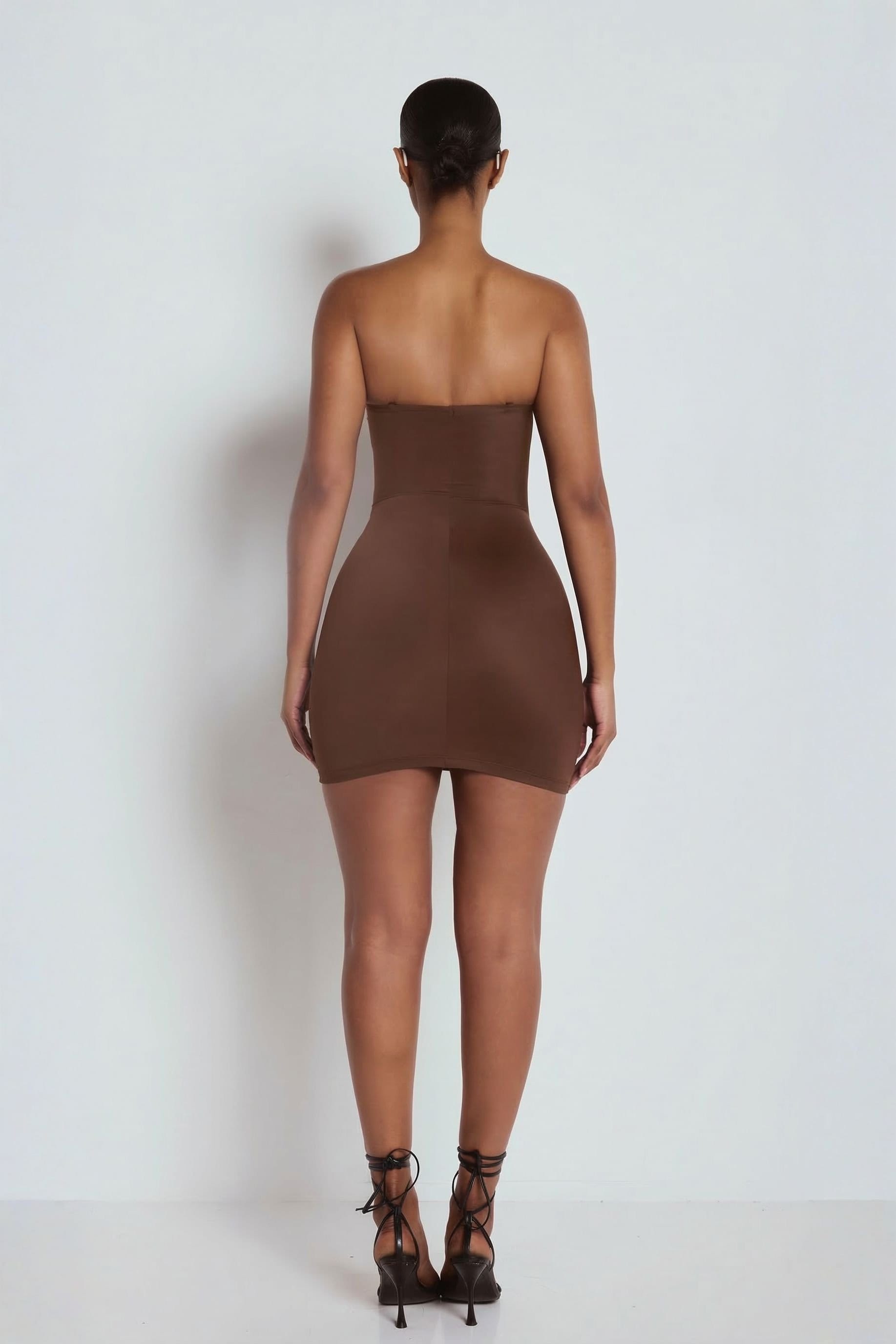 LEMONLUNAR LEMONLUNAR Women's The Sculpting Mini Dress Brown - 4
