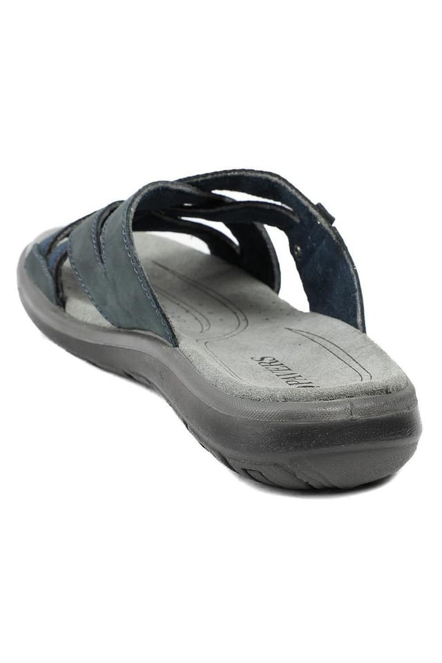 Pavers Pavers Men's Leather Cross Strap Slip On Sandals in Navy - 3