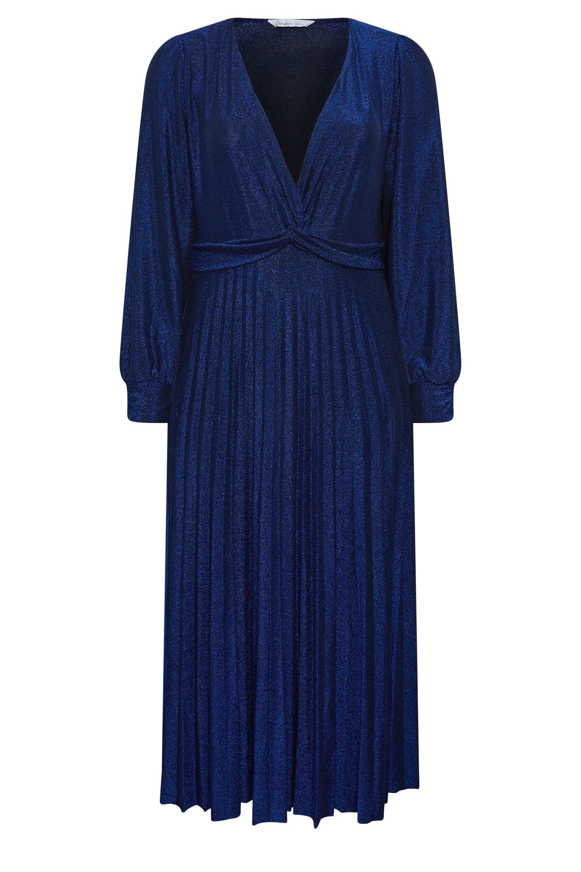 Yours Yours Women's Knot Pleated Maxi Dress in Cobalt