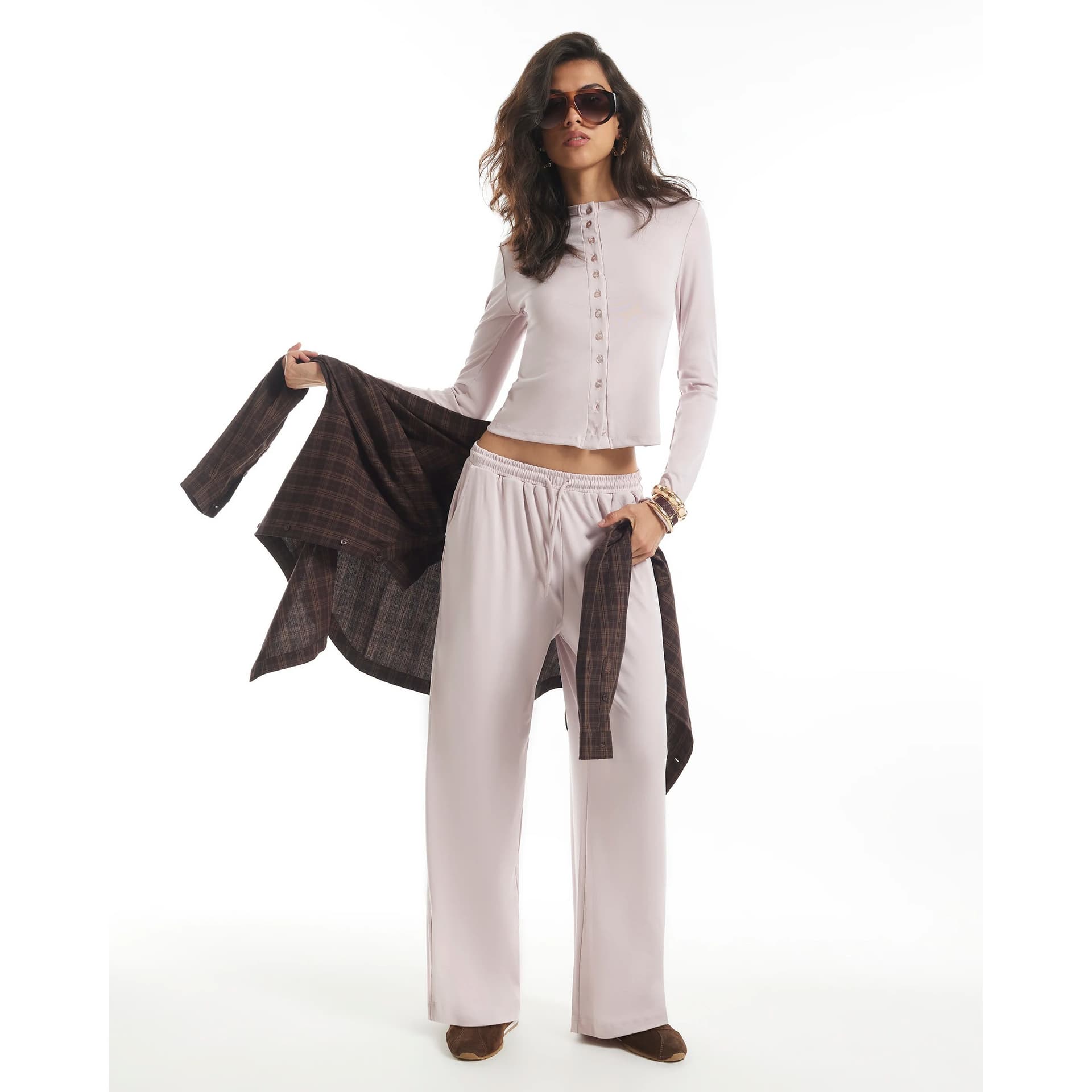 River Island River Island Womens Pink Soft Touch Wide Leg Trousers