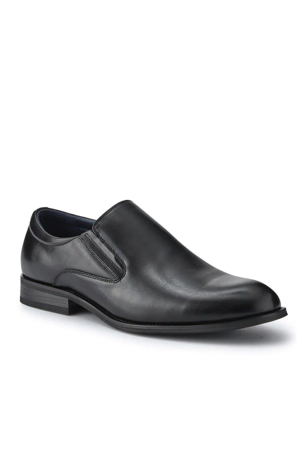 Pavers Pavers Men's Wide Fit Smart Slip On Shoes in Black