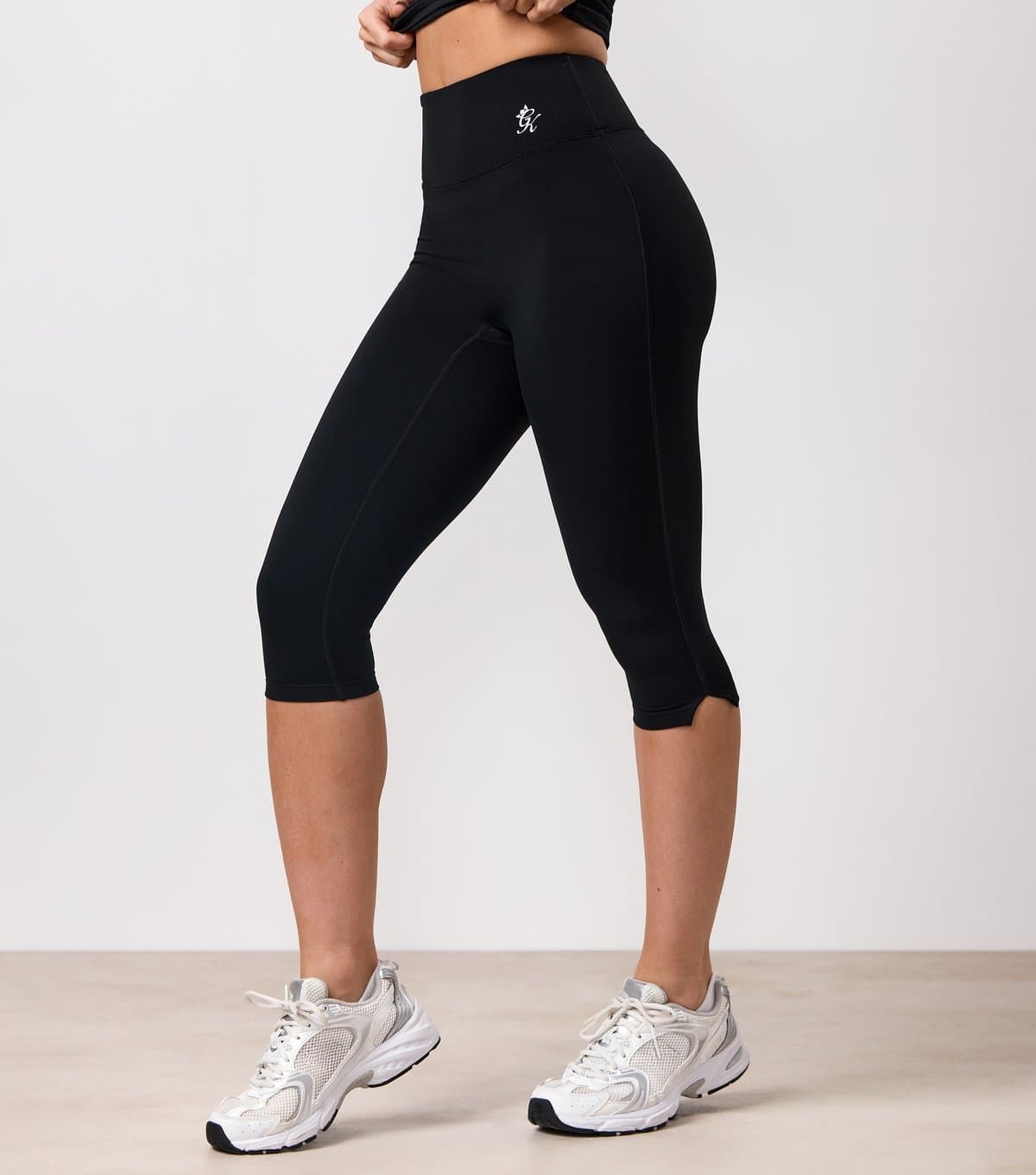Gym King Gym King Black Logo Print Capri Leggings