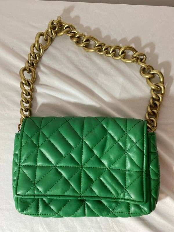 Zara Zara Green Gold Shoulder Bag with Chunky Chain