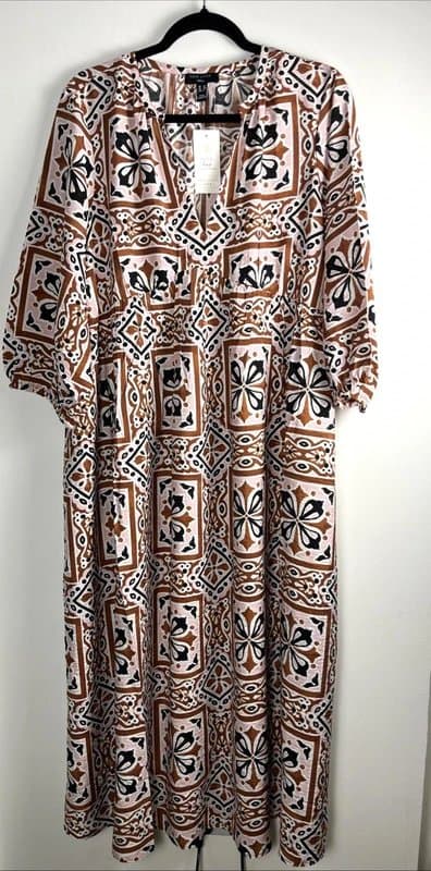 New Look New look - printed midi dress - size 12 - brown