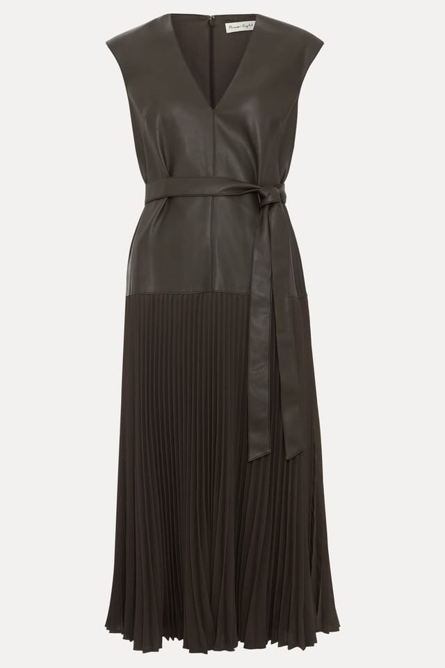 Phase Eight Phase Eight Women's Aria Dropped Waist Pleat Skirt Dress in Dark Olive - 2