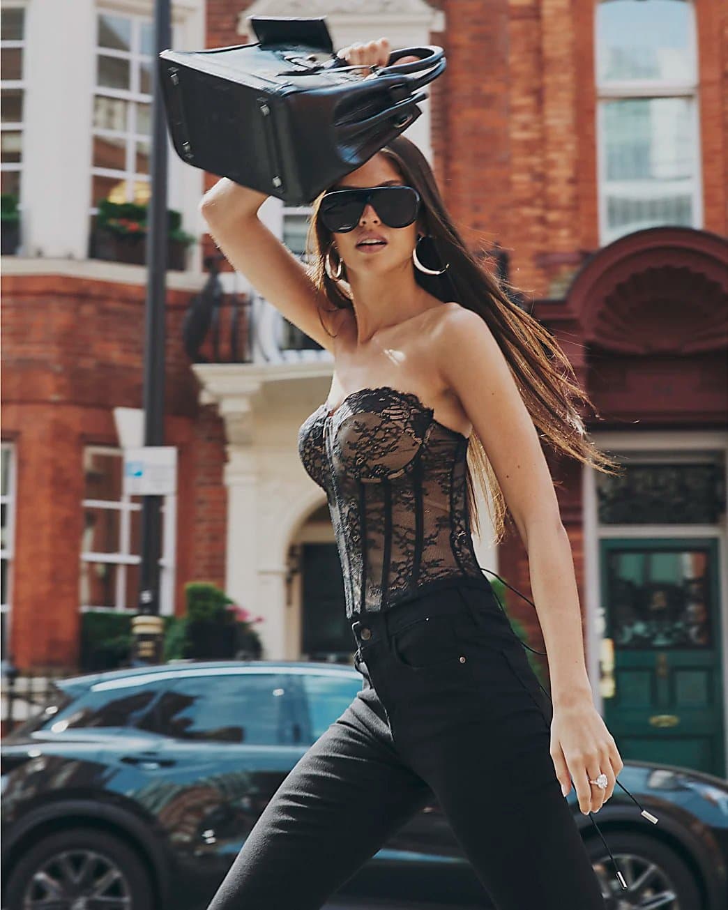 River Island River Island Womens Black Lace Corset Top