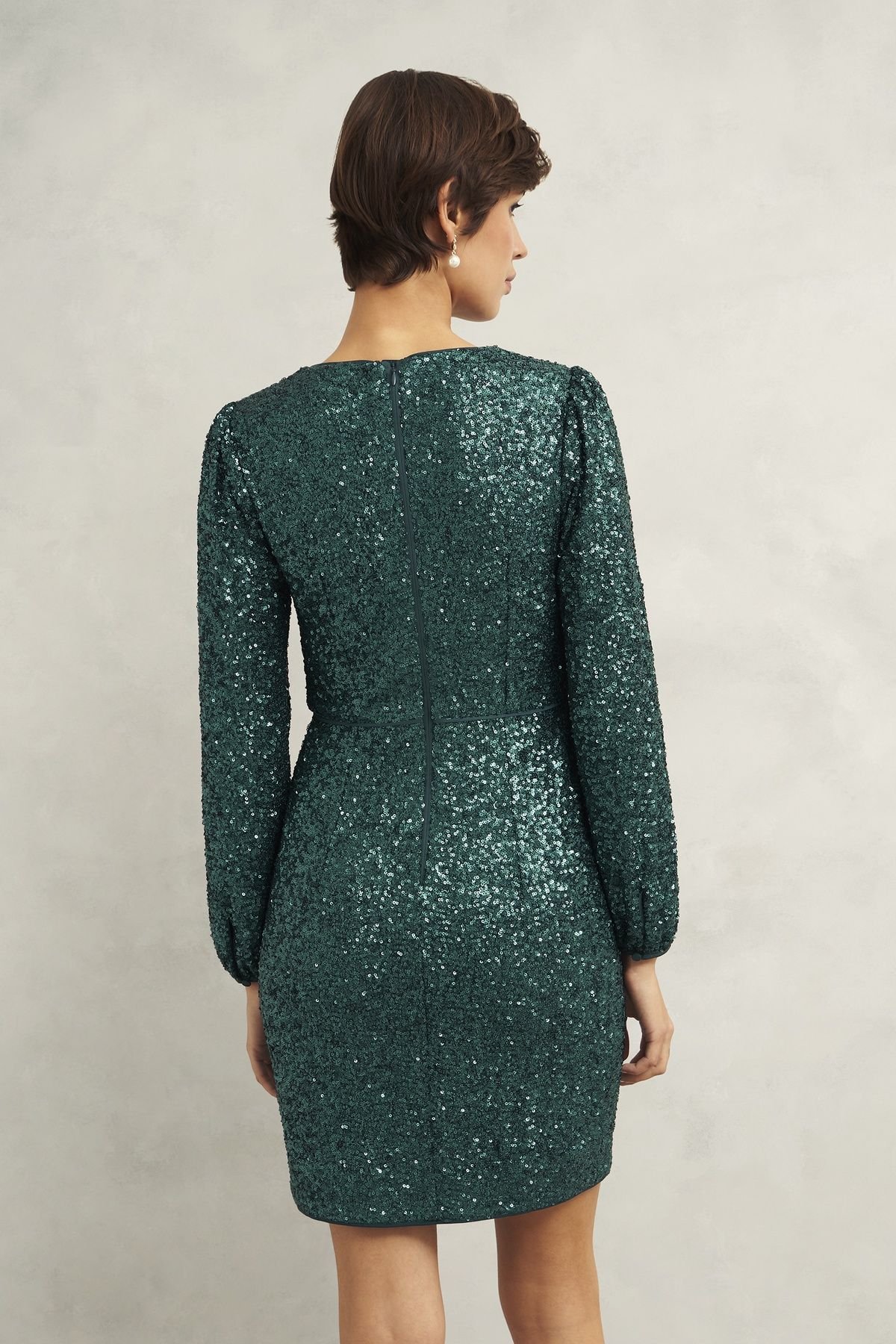 Hobbs London Hobbs London Women's Cianna Sequin Mini Dress in Bottle Green - 4