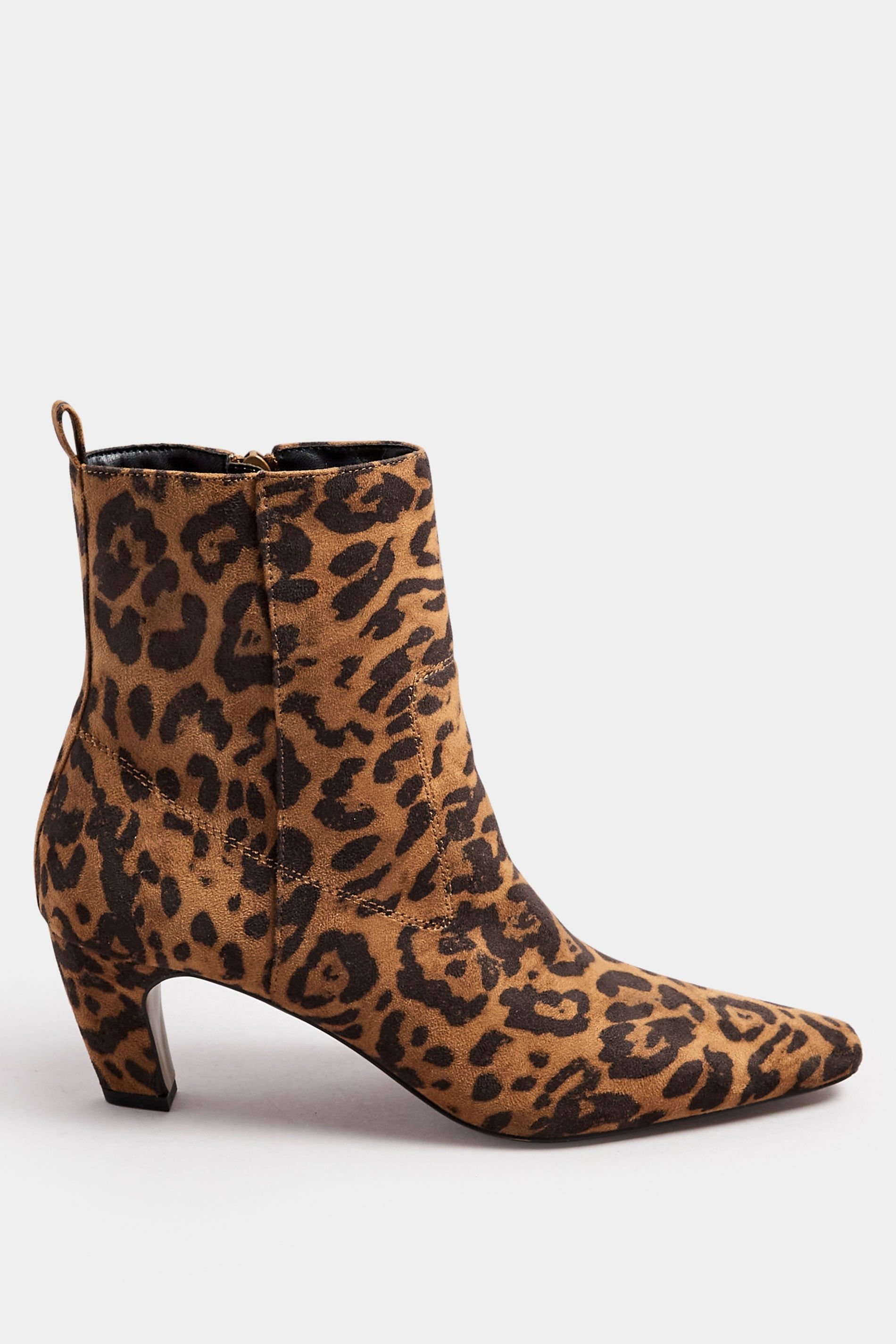 Long Tall Sally Long Tall Sally Women's Leopard Print Heeled Ankle Boots in Brown - 3