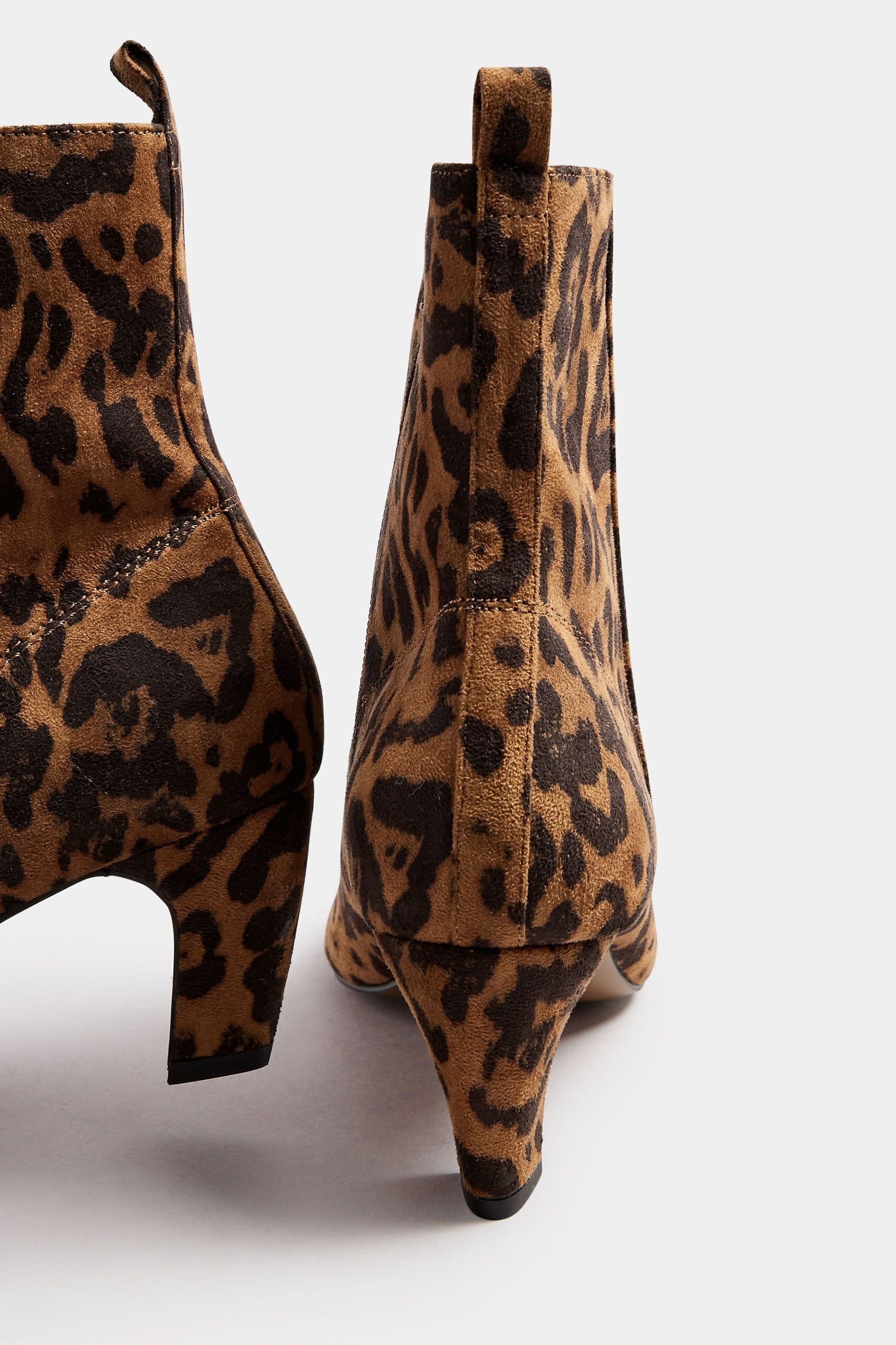 Long Tall Sally Long Tall Sally Women's Leopard Print Heeled Ankle Boots in Brown - 4