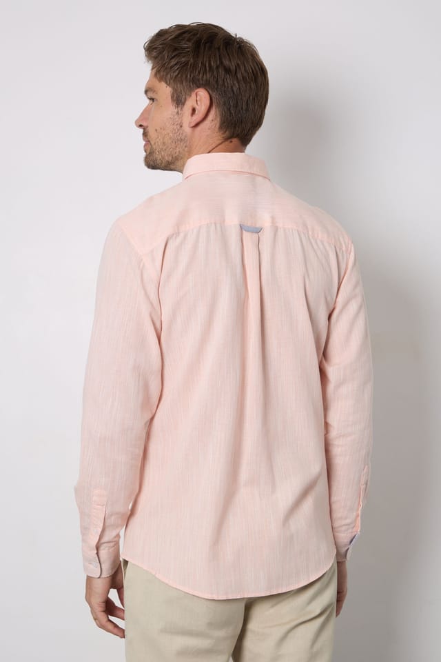 Maine Maine Men's Peach Soft Stripes Long Sleeve Shirt Button Down Shirt - 3