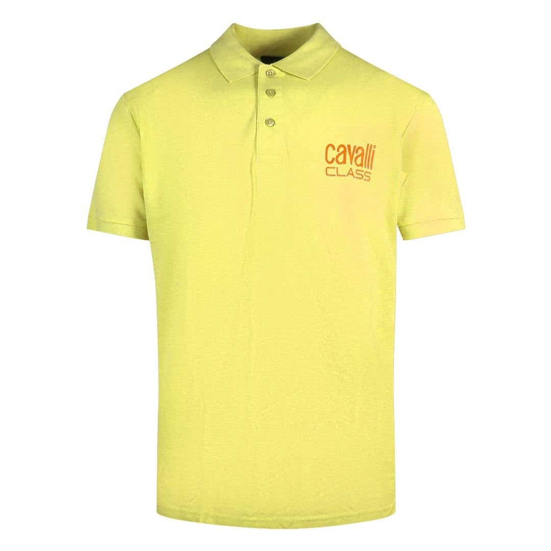 Cavalli Class Cavalli Class Men's Bold Logo Yellow Polo Shirt